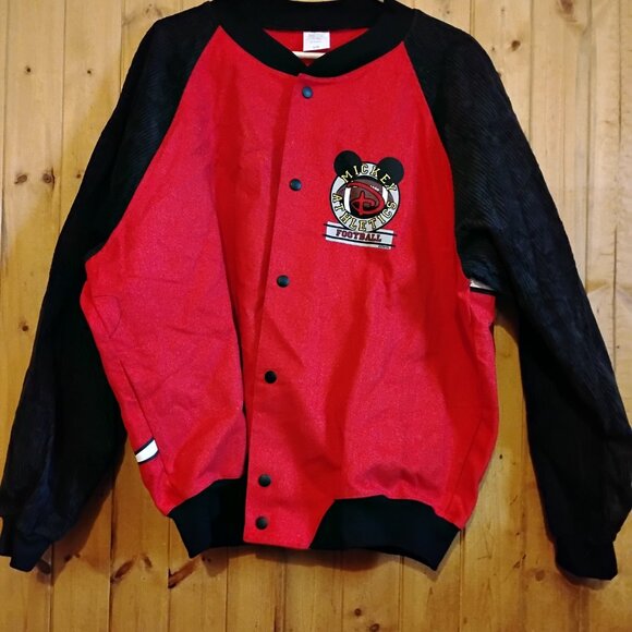Men's Vintage Large Mickey Mouse Disney Football Canvas ad Corduroy Jacket - Picture 2 of 5